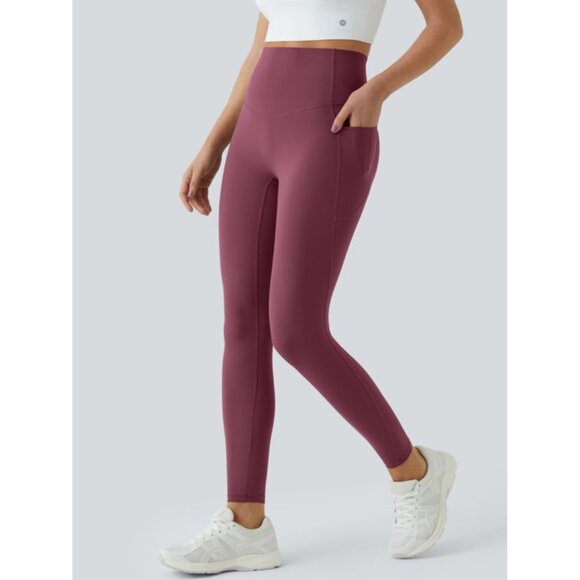 Halara So Cinched Tummy Control Shaping UltraSculpt Leggings Pockets Sz Large Fu - Picture 11 of 13